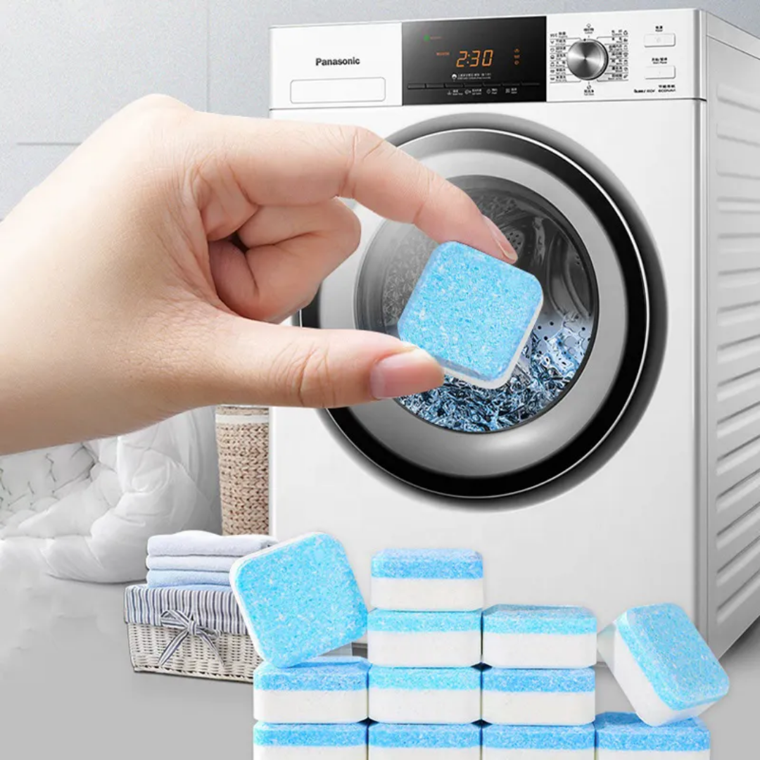 Washing Machine Cleaner Tablets 12PCS | Drum Deep Cleaning Descaler | Antibacterial Anti-Odor Washing Machine Cleaner | Front & Top Load